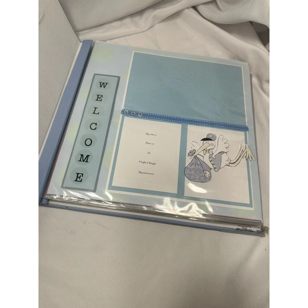 NEW handmade fill in the blanks scrap book blue‎ baby boy